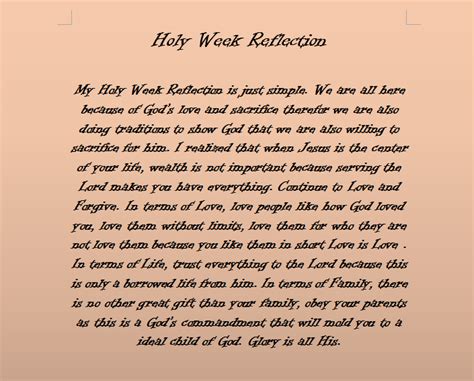 holy week reflection essay